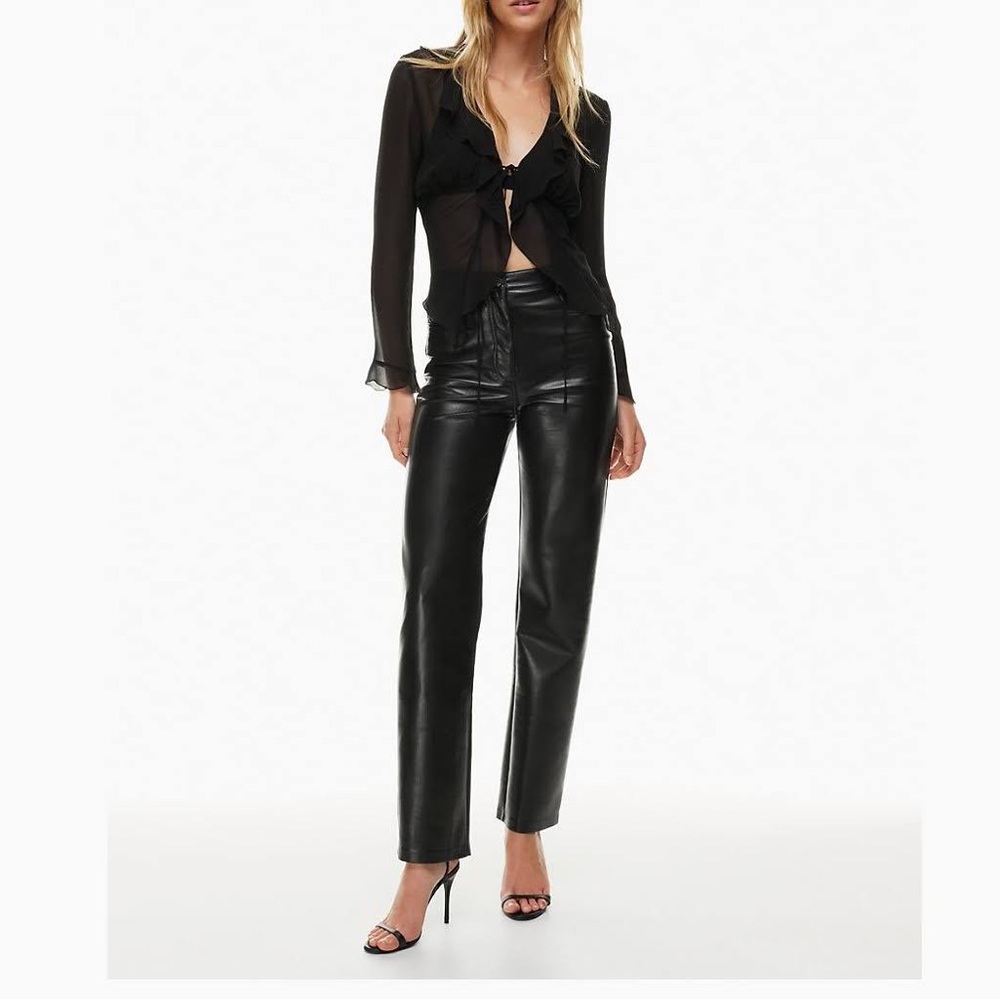 Aritzia Wilfred Free Black Leather Melina Pant 00